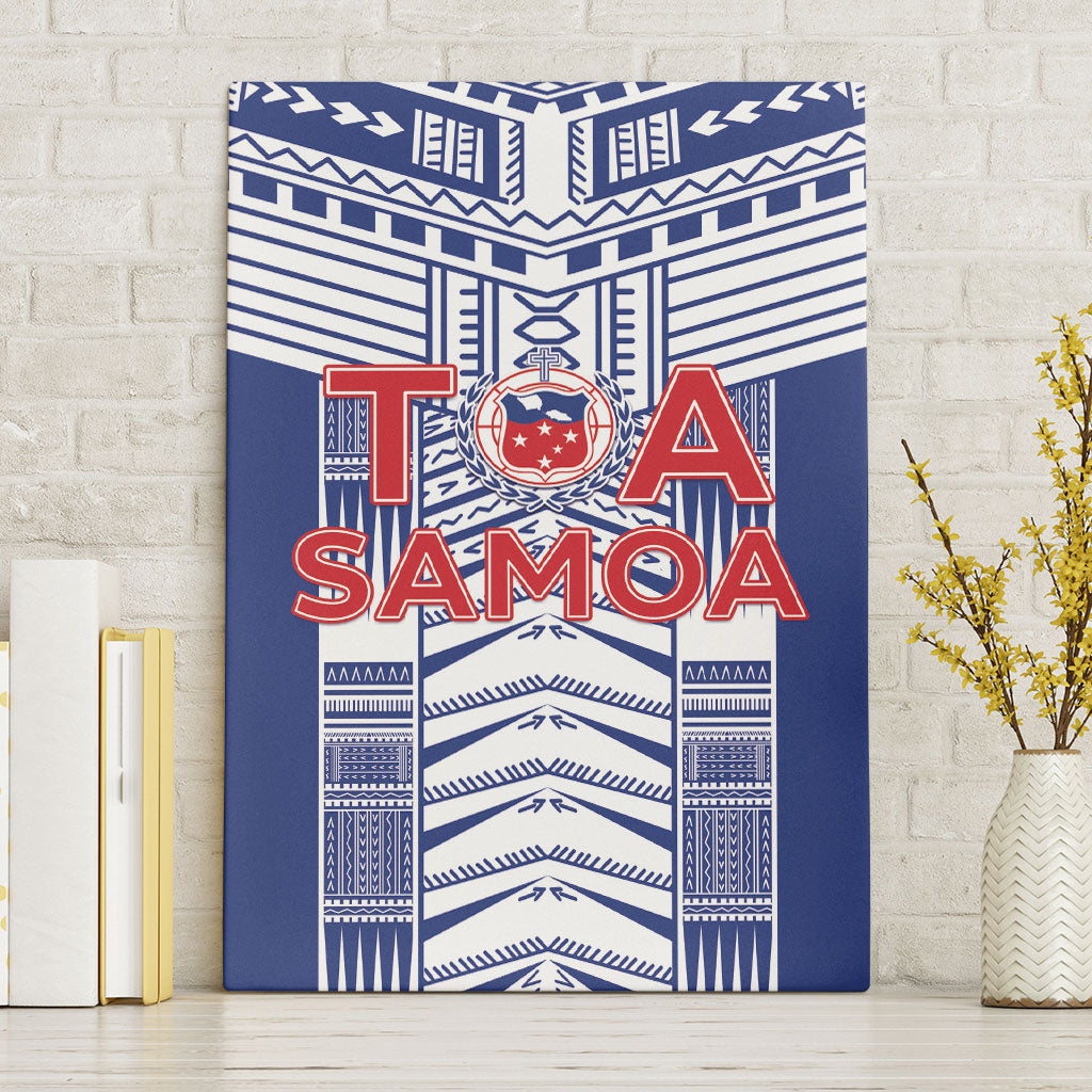 Rugby Toa Samoa Canvas Wall Art Samoan Tatau Blue Version LT05 Without Frame Blue - Polynesian Pride