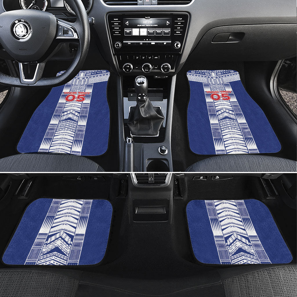 Custom Rugby Toa Samoa Car Mats Samoan Tatau Blue Version LT05 Set 4pcs Blue - Polynesian Pride