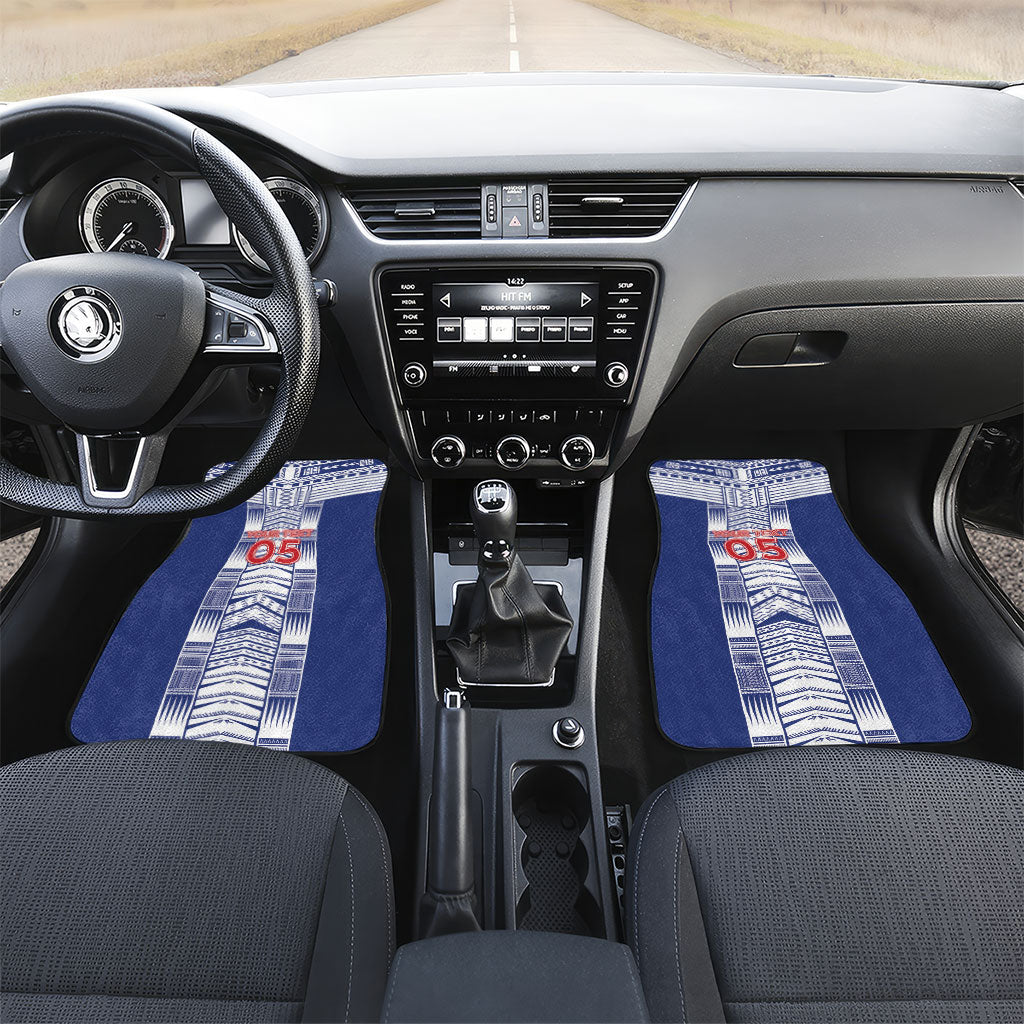 Custom Rugby Toa Samoa Car Mats Samoan Tatau Blue Version LT05 Set 2pcs - Front Blue - Polynesian Pride