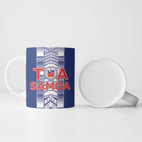 Custom Rugby Toa Samoa Ceramic Mug Samoan Tatau Blue Version LT05 - Polynesian Pride