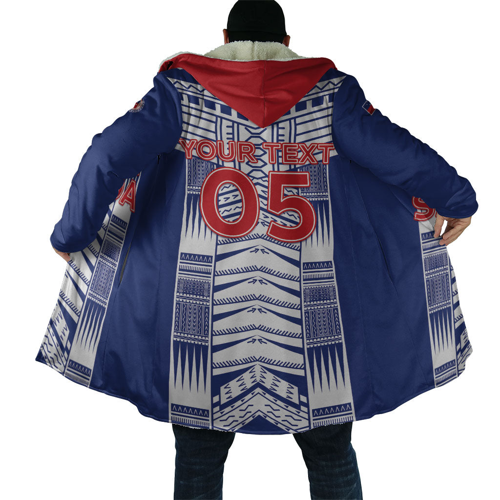 Custom Rugby Toa Samoa Cloak Samoan Tatau Blue Version LT05 - Polynesian Pride