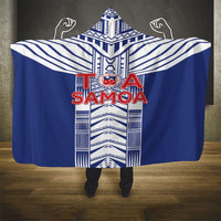 Rugby Toa Samoa Hooded Blanket Samoan Tatau Blue Version LT05 - Polynesian Pride