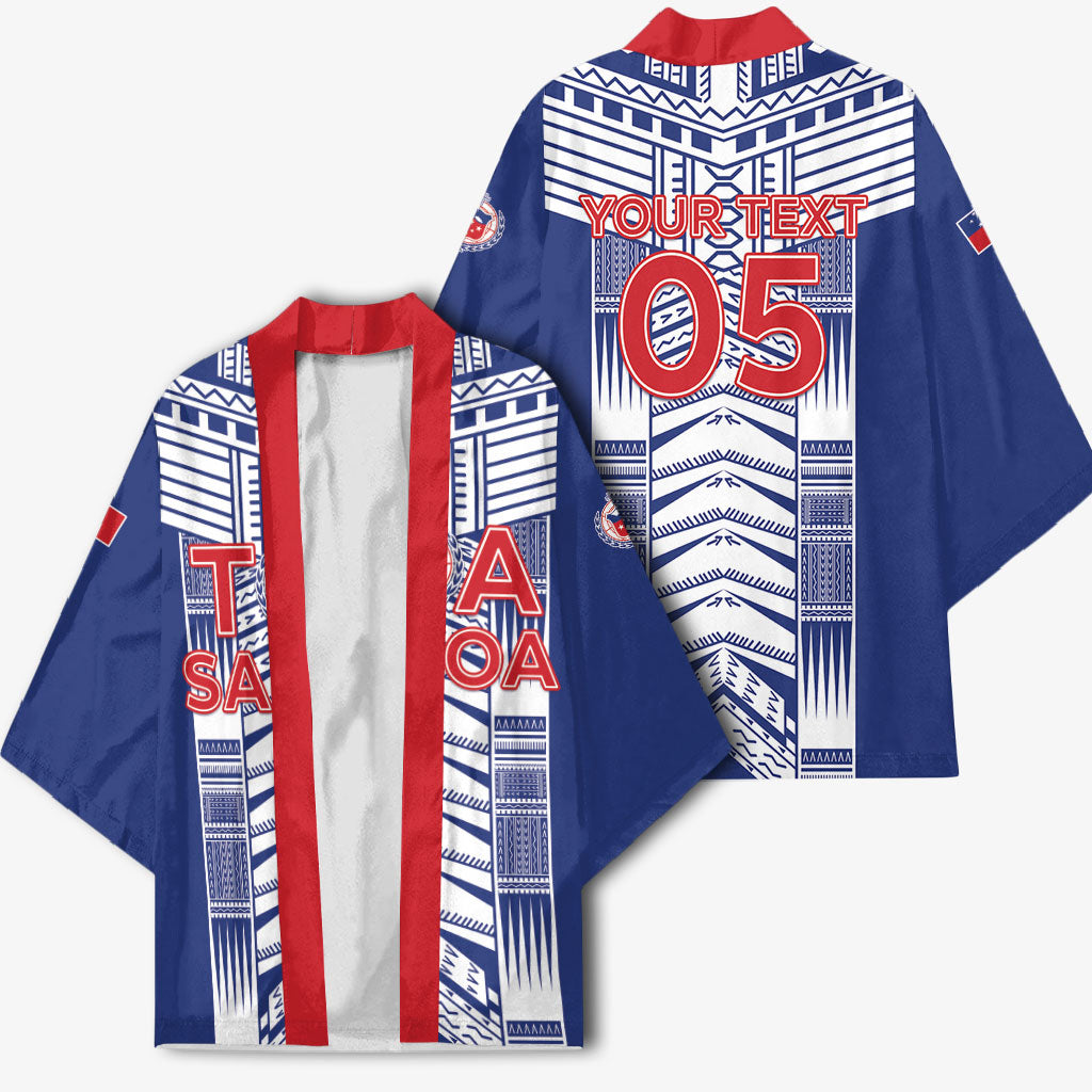 Custom Rugby Toa Samoa Kimono Samoan Tatau Blue Version LT05 - Polynesian Pride