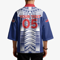 Custom Rugby Toa Samoa Kimono Samoan Tatau Blue Version LT05 - Polynesian Pride
