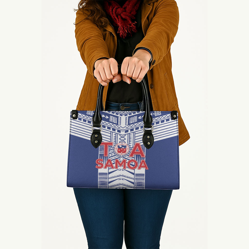 Rugby Toa Samoa Leather Bag Samoan Tatau Blue Version LT05 - Polynesian Pride