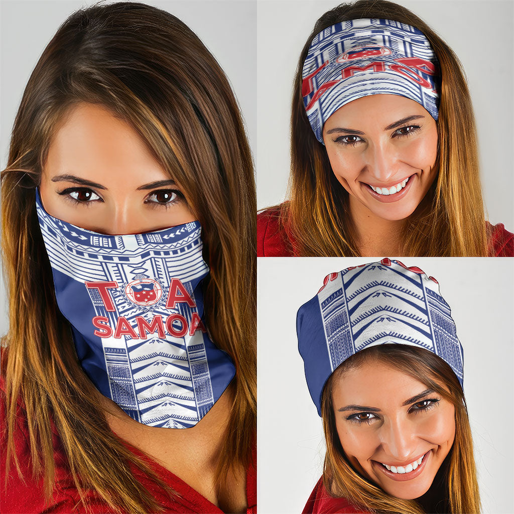 Rugby Toa Samoa Neck Gaiter Samoan Tatau Blue Version LT05 - Polynesian Pride