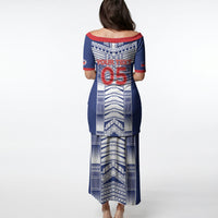 Custom Rugby Toa Samoa Puletasi Samoan Tatau Blue Version LT05 - Polynesian Pride