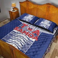 Rugby Toa Samoa Quilt Bed Set Samoan Tatau Blue Version LT05 - Polynesian Pride