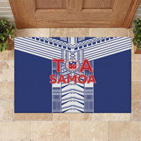 Rugby Toa Samoa Rubber Doormat Samoan Tatau Blue Version LT05 Blue - Polynesian Pride