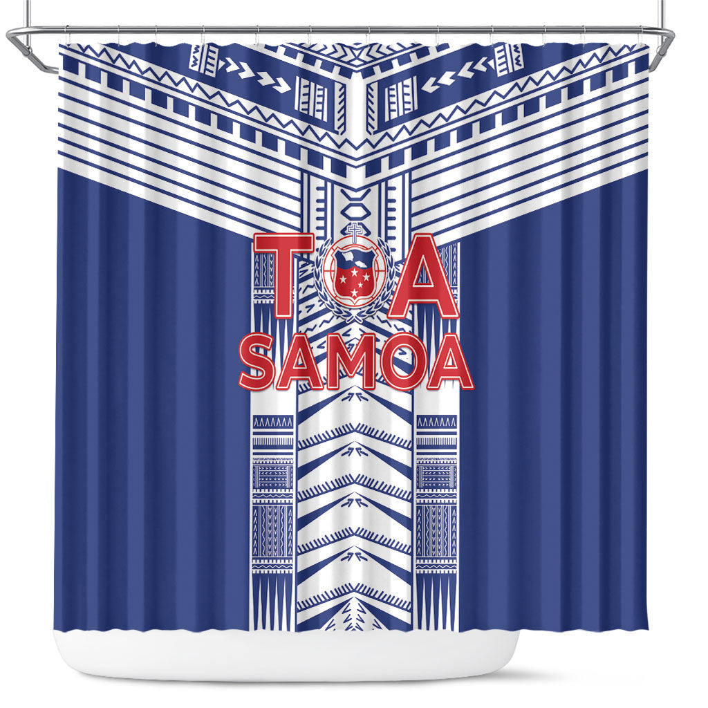 Rugby Toa Samoa Shower Curtain Samoan Tatau Blue Version LT05 Blue - Polynesian Pride