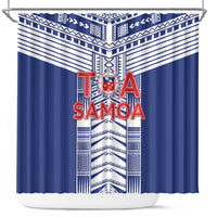 Rugby Toa Samoa Shower Curtain Samoan Tatau Blue Version LT05 Blue - Polynesian Pride