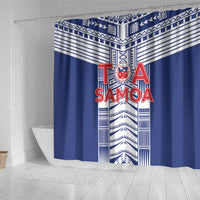 Rugby Toa Samoa Shower Curtain Samoan Tatau Blue Version LT05 - Polynesian Pride