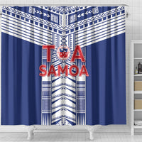 Rugby Toa Samoa Shower Curtain Samoan Tatau Blue Version LT05 - Polynesian Pride