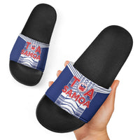 Rugby Toa Samoa Slide Sandals Samoan Tatau Blue Version LT05 - Polynesian Pride