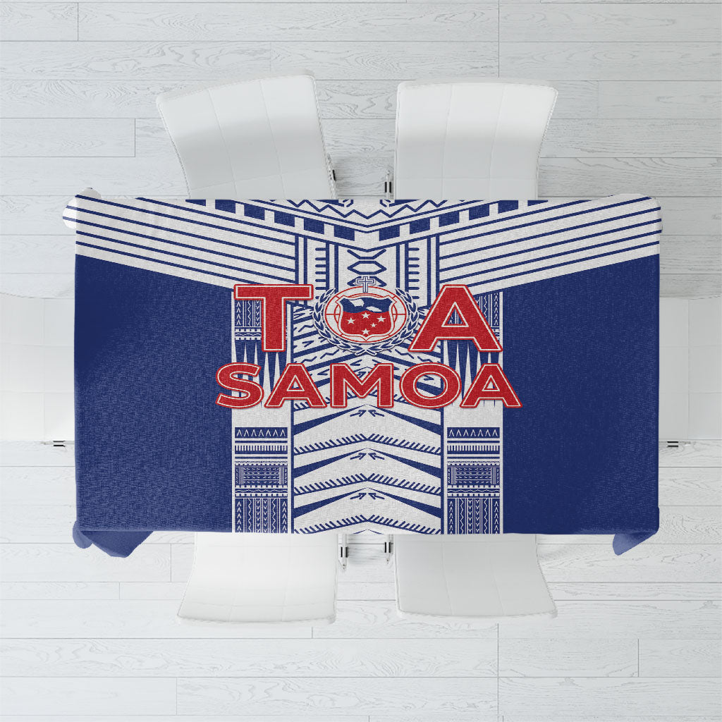 Rugby Toa Samoa Tablecloth Samoan Tatau Blue Version LT05 Blue - Polynesian Pride