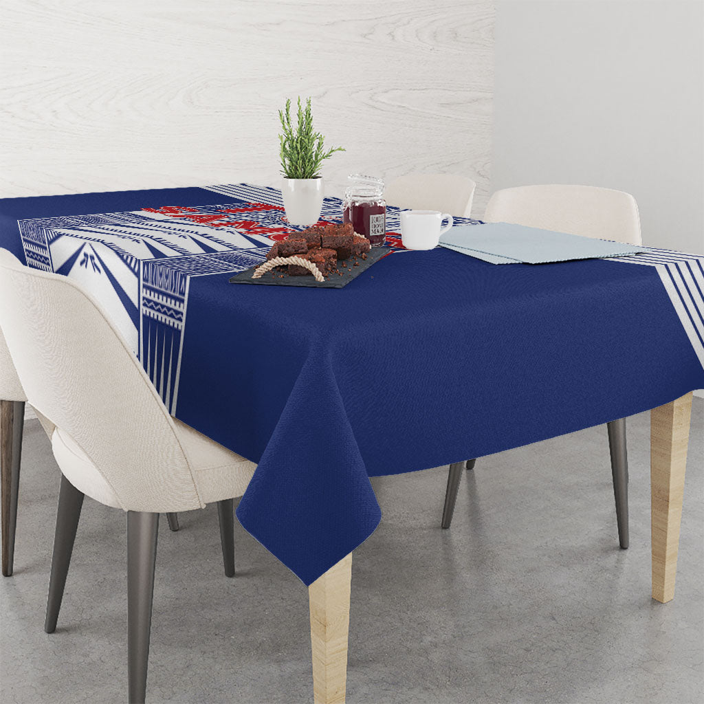 Rugby Toa Samoa Tablecloth Samoan Tatau Blue Version LT05 - Polynesian Pride