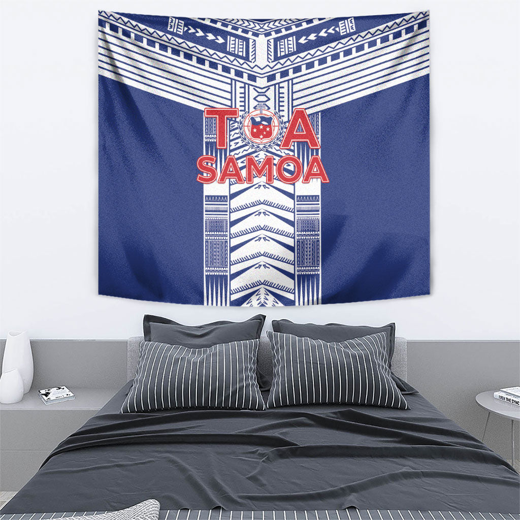Rugby Toa Samoa Tapestry Samoan Tatau Blue Version LT05 - Polynesian Pride