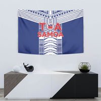 Rugby Toa Samoa Tapestry Samoan Tatau Blue Version LT05 - Polynesian Pride