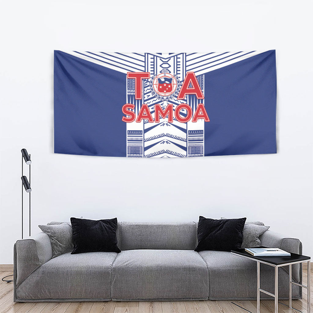 Rugby Toa Samoa Tapestry Samoan Tatau Blue Version LT05 - Polynesian Pride