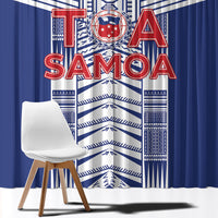 Rugby Toa Samoa Window Curtain Samoan Tatau Blue Version LT05 - Polynesian Pride