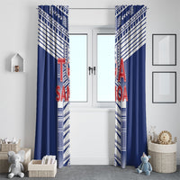 Rugby Toa Samoa Window Curtain Samoan Tatau Blue Version LT05 - Polynesian Pride