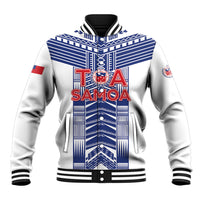 Custom Rugby Toa Samoa Baseball Jacket Samoan Tatau White Version LT05 Unisex White - Polynesian Pride