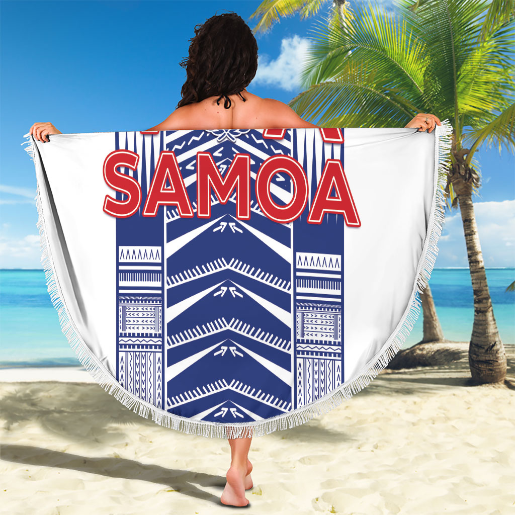 Rugby Toa Samoa Beach Blanket Samoan Tatau White Version LT05 - Polynesian Pride