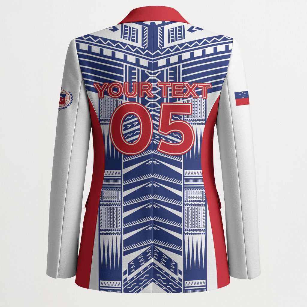 Custom Rugby Toa Samoa Blazer Samoan Tatau White Version LT05 - Polynesian Pride