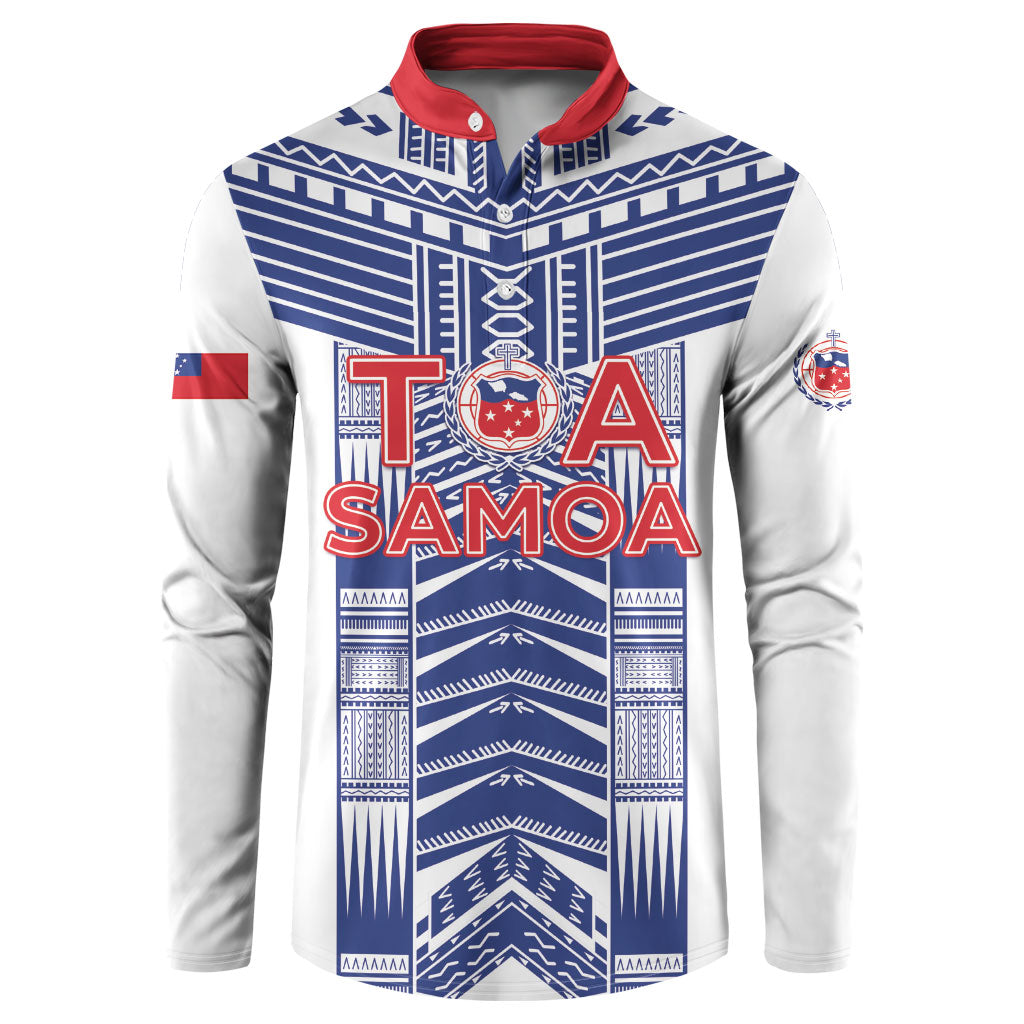 Custom Rugby Toa Samoa Button Sweatshirt Samoan Tatau White Version LT05 White - Polynesian Pride