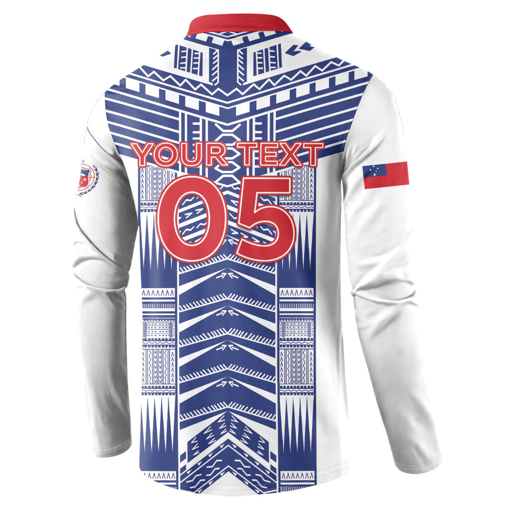 Custom Rugby Toa Samoa Button Sweatshirt Samoan Tatau White Version LT05 - Polynesian Pride