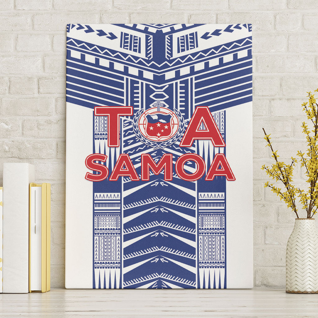 Rugby Toa Samoa Canvas Wall Art Samoan Tatau White Version LT05 Without Frame White - Polynesian Pride