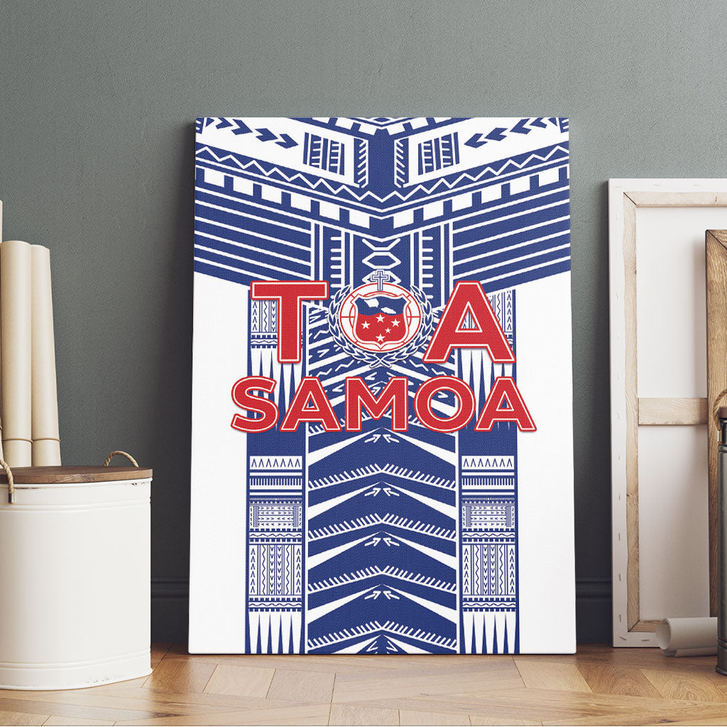 Rugby Toa Samoa Canvas Wall Art Samoan Tatau White Version LT05 - Polynesian Pride