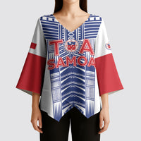 Custom Rugby Toa Samoa Kimono Sleeve Blouse Samoan Tatau White Version LT05 - Polynesian Pride