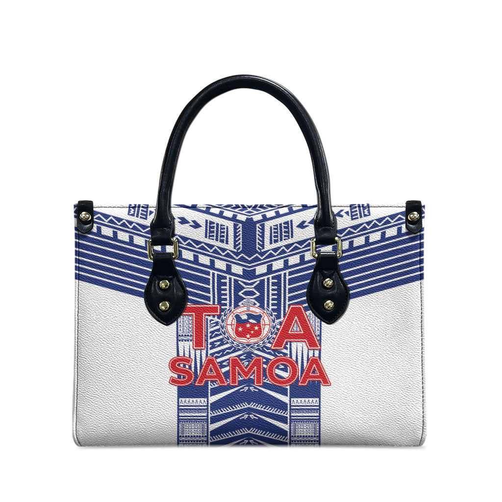 Rugby Toa Samoa Leather Bag Samoan Tatau White Version LT05 - Polynesian Pride