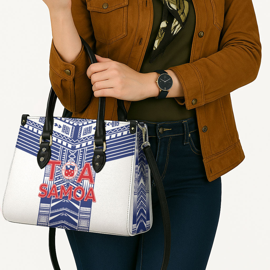 Rugby Toa Samoa Leather Bag Samoan Tatau White Version LT05 - Polynesian Pride