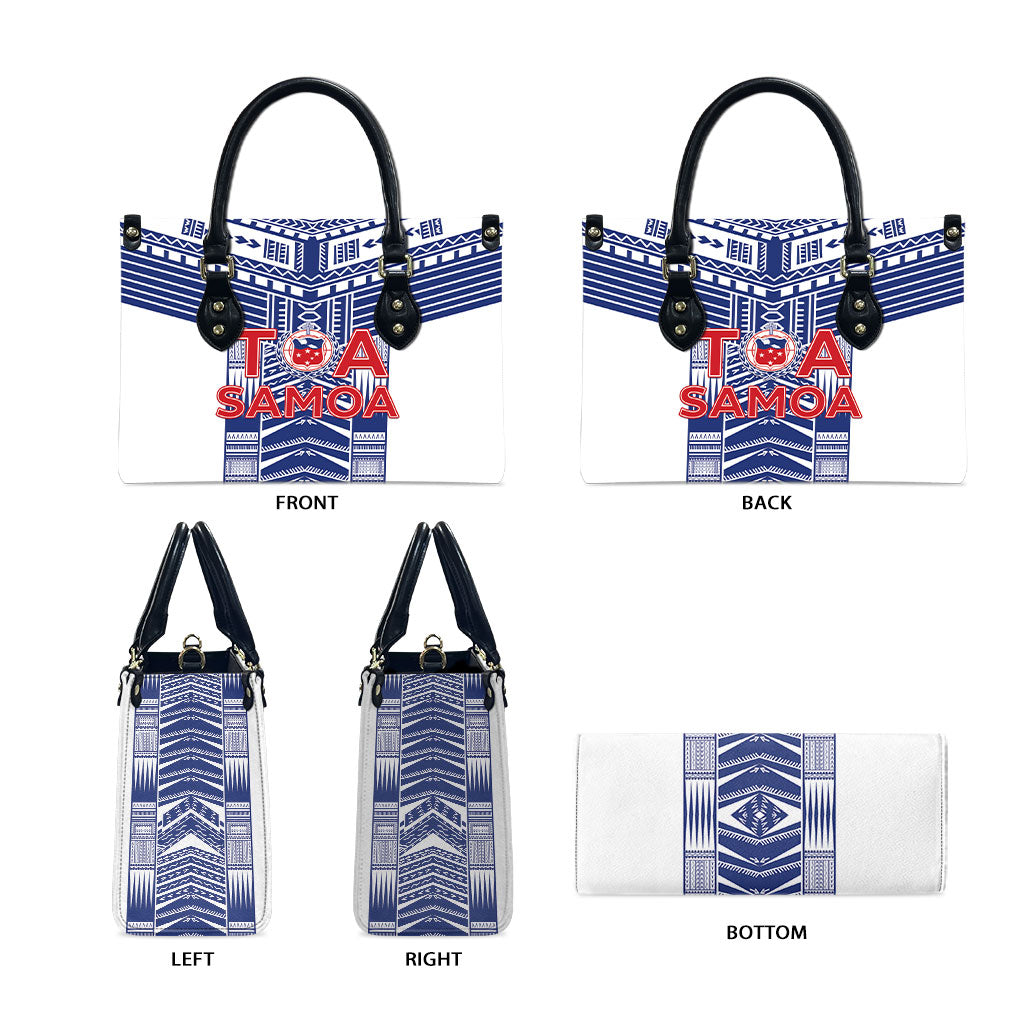 Rugby Toa Samoa Leather Bag Samoan Tatau White Version LT05 - Polynesian Pride