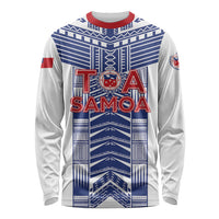 Custom Rugby Toa Samoa Long Sleeve Shirt Samoan Tatau White Version LT05 Unisex White - Polynesian Pride
