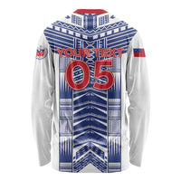 Custom Rugby Toa Samoa Long Sleeve Shirt Samoan Tatau White Version LT05 - Polynesian Pride
