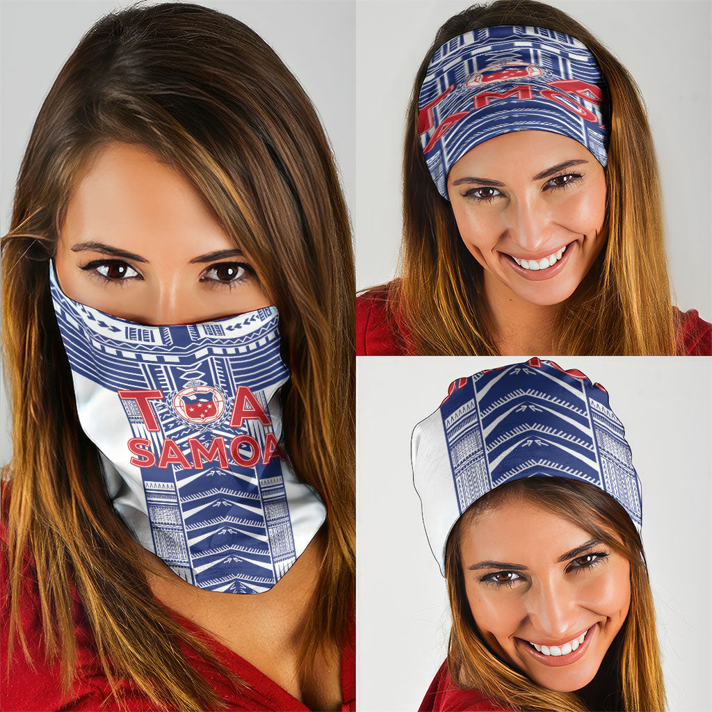 Rugby Toa Samoa Neck Gaiter Samoan Tatau White Version LT05 - Polynesian Pride