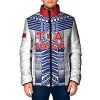Custom Rugby Toa Samoa Padded Jacket Samoan Tatau White Version LT05 Men White - Polynesian Pride
