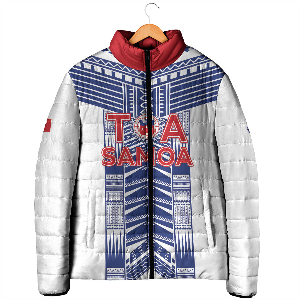 Custom Rugby Toa Samoa Padded Jacket Samoan Tatau White Version LT05 - Polynesian Pride