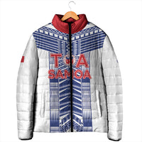 Custom Rugby Toa Samoa Padded Jacket Samoan Tatau White Version LT05 - Polynesian Pride