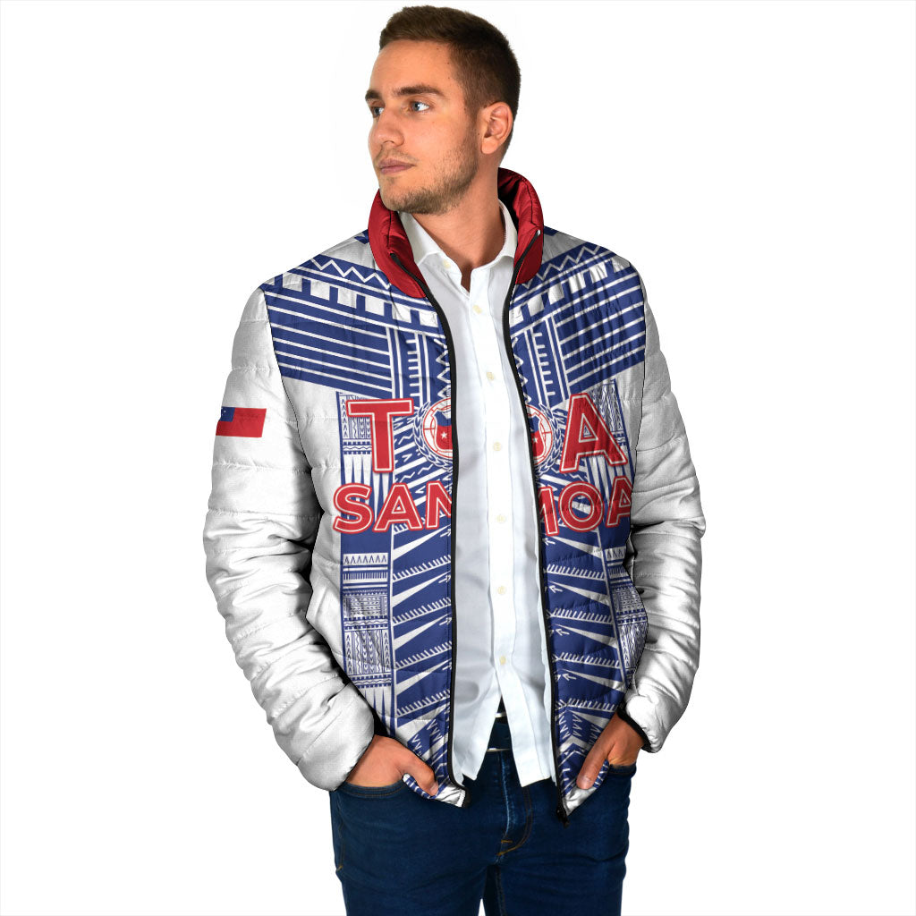 Custom Rugby Toa Samoa Padded Jacket Samoan Tatau White Version LT05 - Polynesian Pride