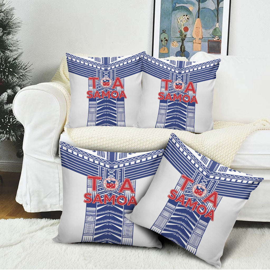 Rugby Toa Samoa Pillow Cover Samoan Tatau White Version LT05 - Polynesian Pride