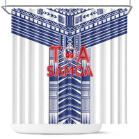 Rugby Toa Samoa Shower Curtain Samoan Tatau White Version LT05 White - Polynesian Pride