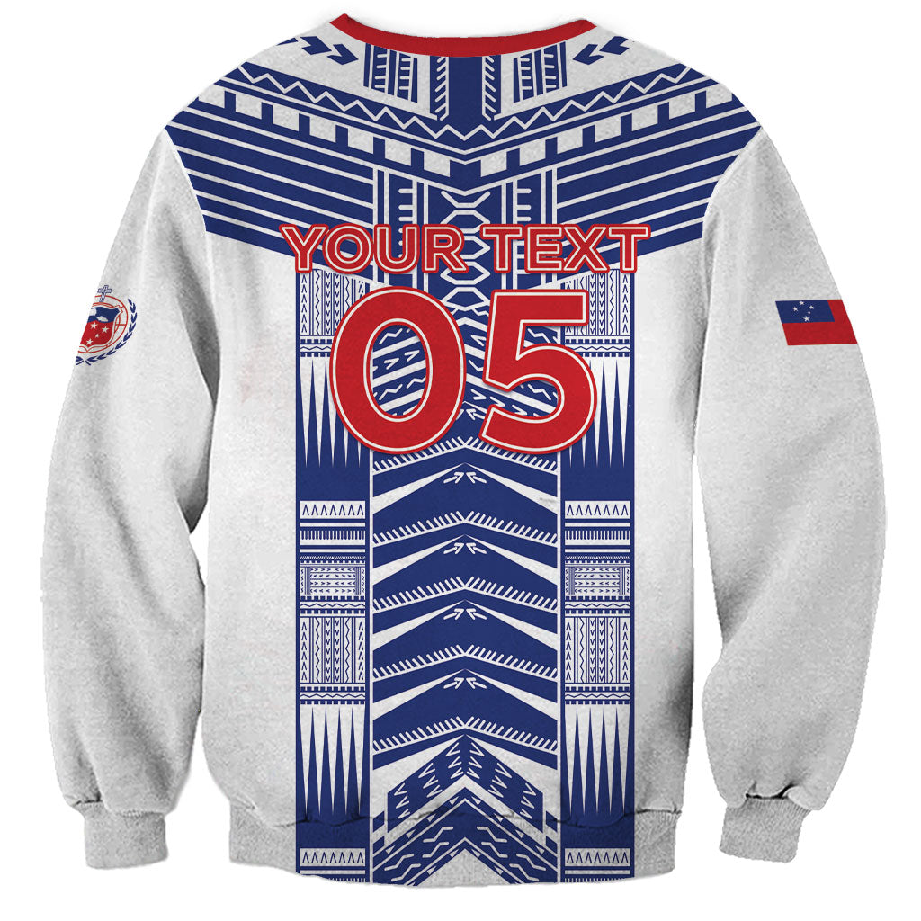 Custom Rugby Toa Samoa Sweatshirt Samoan Tatau White Version LT05 - Polynesian Pride