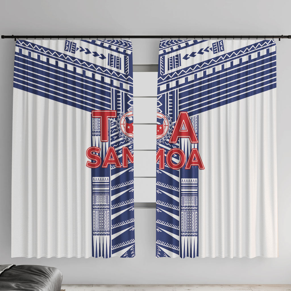 Rugby Toa Samoa Window Curtain Samoan Tatau White Version LT05 With Hooks White - Polynesian Pride