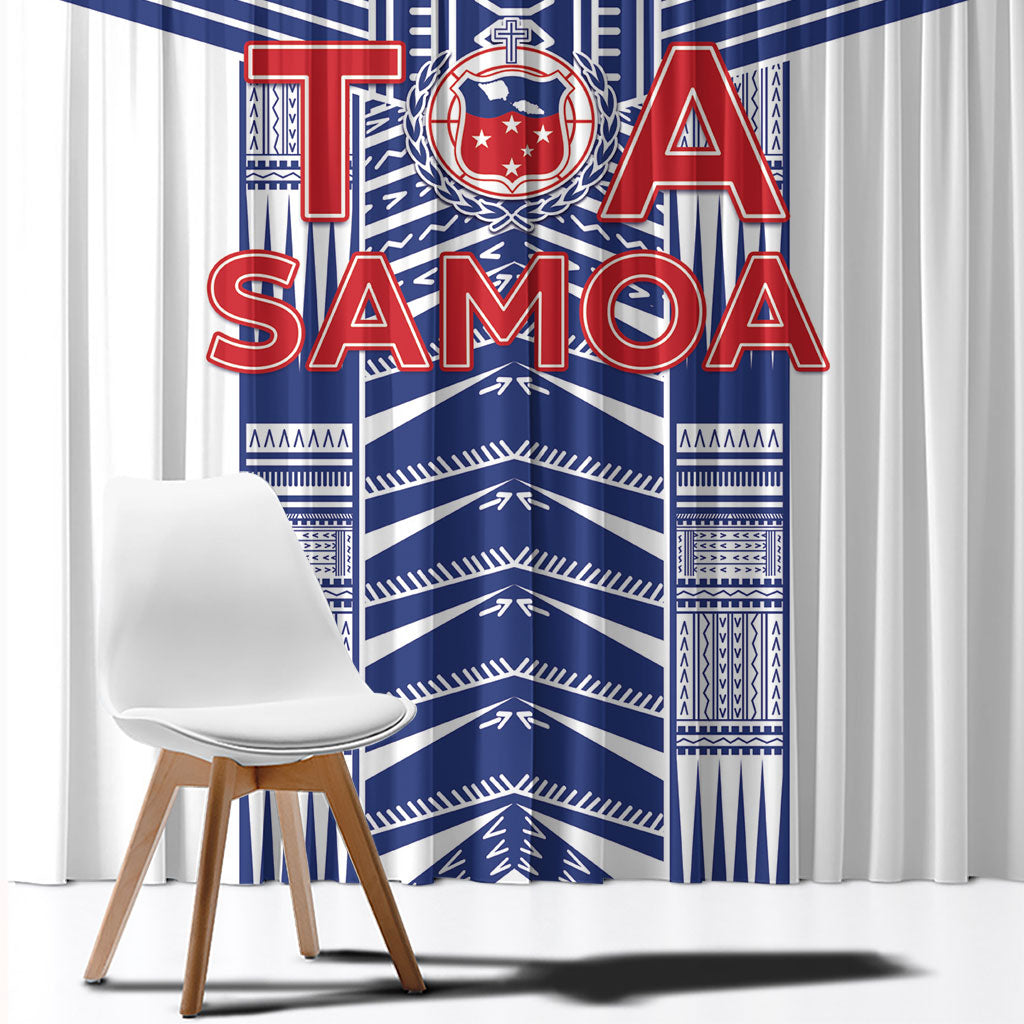 Rugby Toa Samoa Window Curtain Samoan Tatau White Version LT05 - Polynesian Pride