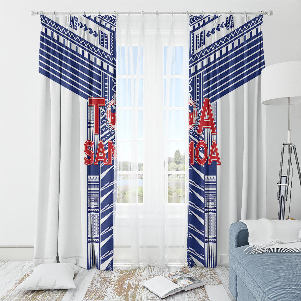 Rugby Toa Samoa Window Curtain Samoan Tatau White Version LT05 - Polynesian Pride