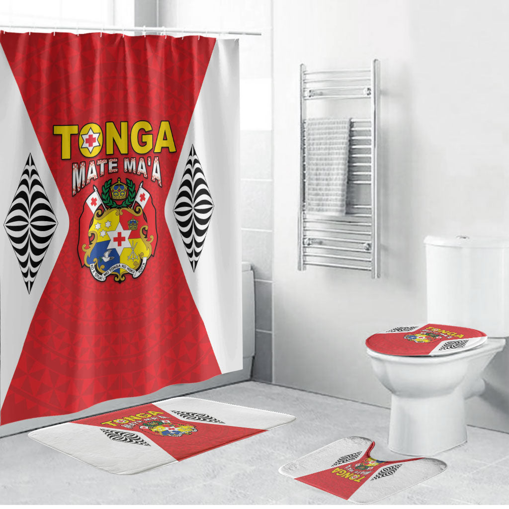 2026 Tonga Rugby XIII Bathroom Set Sporty Style LT05 Bathroom Set (4 pcs) Red - Polynesian Pride